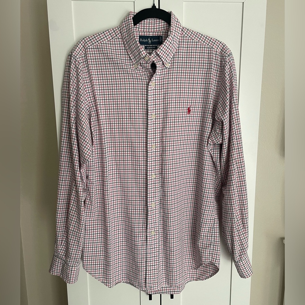 Ralph Lauren Men's Red and White Plaid Shirt